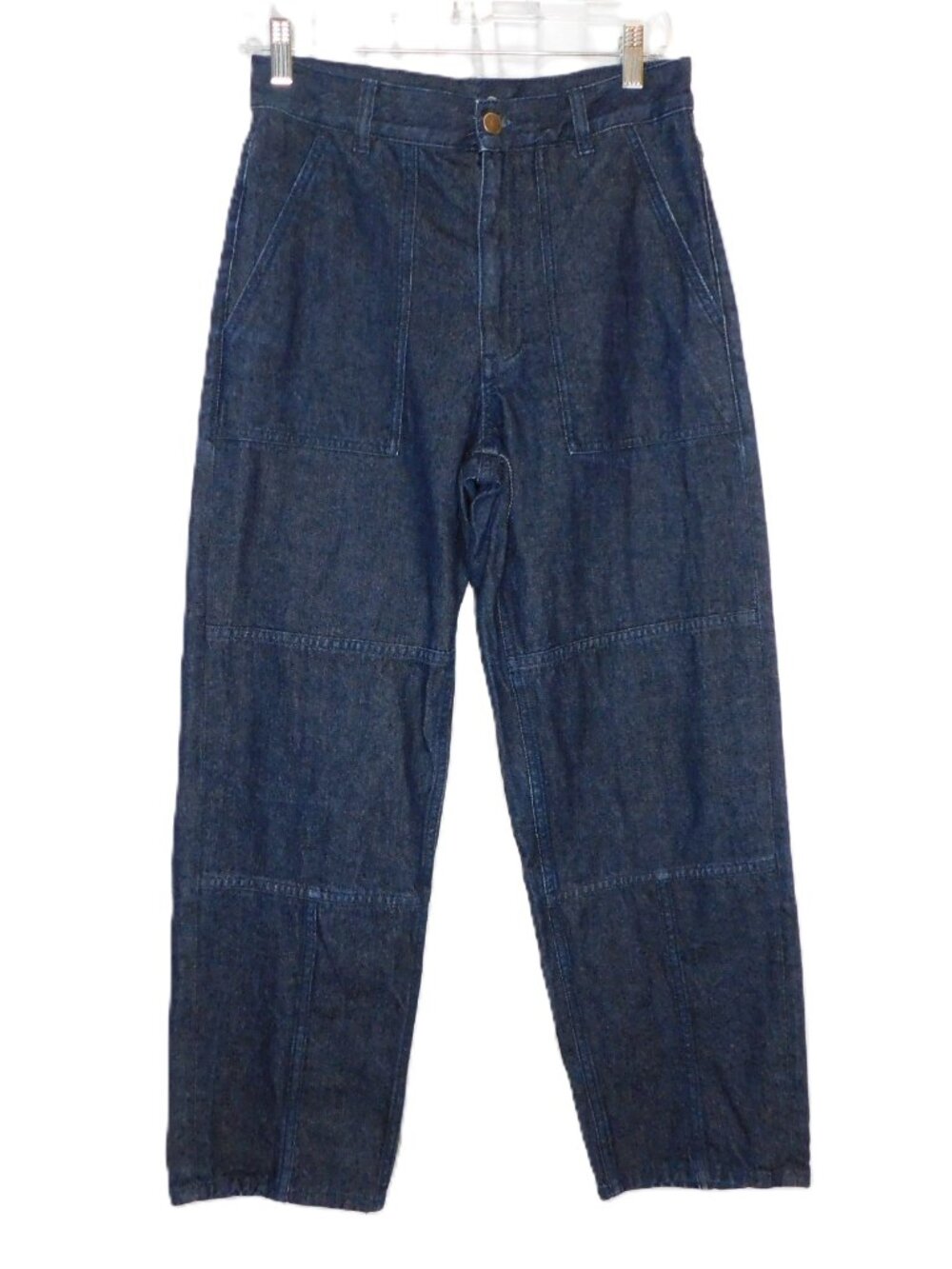COS Dark Wash Slim Barrel Leg Midrise Cropped Length Jean | Patchwork | EUC | 26